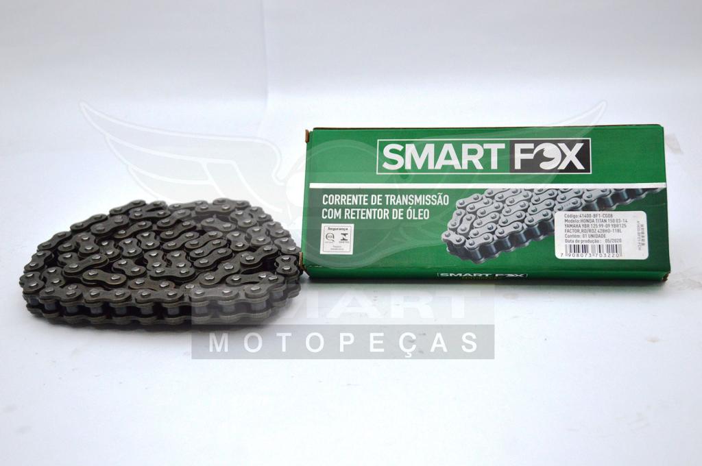 CORRENTE TRANSMISSAO TITAN150/YBR 125/TITAN 160/FAN125 09-14 428HO-118L C/ RETENTOR