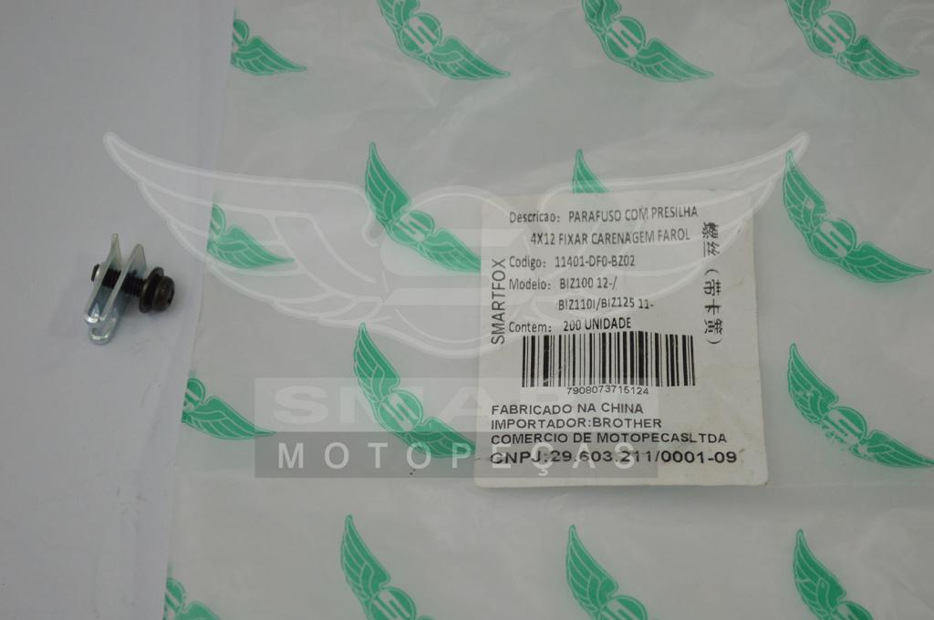 PARAF CARENAGEM FAROL BIZ100 12-/BIZ 110I/BIZ125 11- C/ PRESILHA 4X12