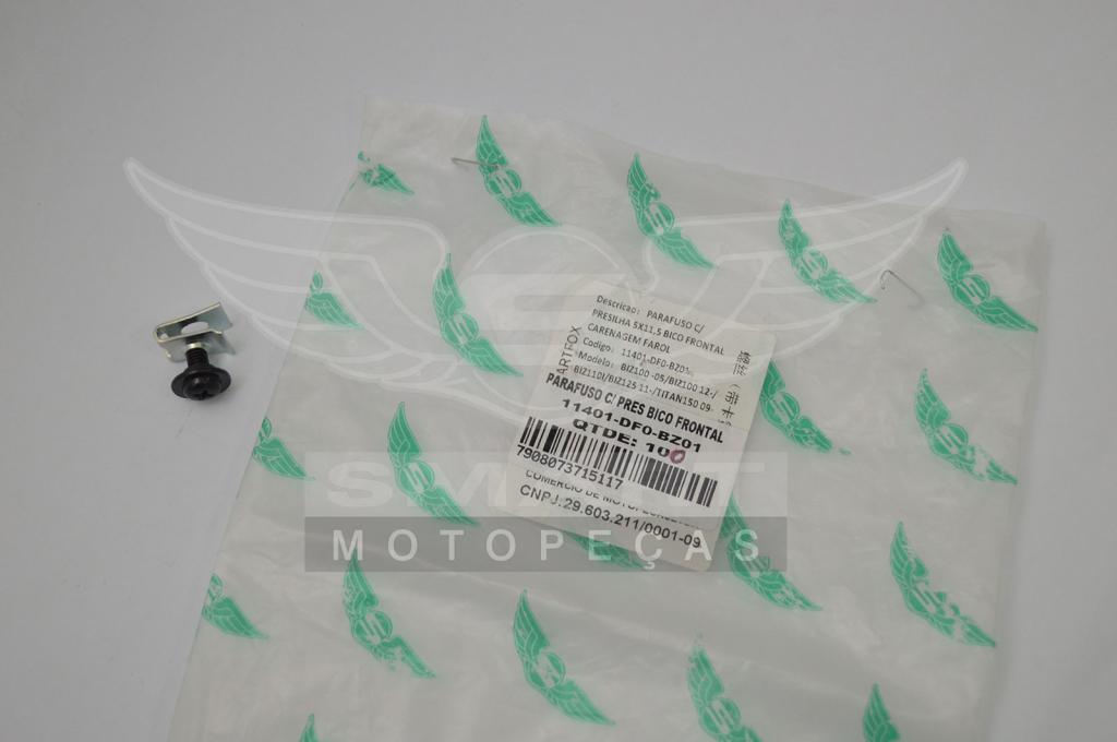 PARAF BICO FRONTAL CARENAGEM FAROL BIZ100 -05/BIZ100 12-/BIZ110I/BIZ125 11-/TITAN150 09- C/ PRESILHA 5X11,5