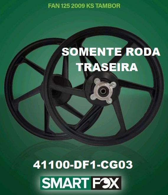 RODA ALUMINIO PRETA 6 PALITOS FAN125 2009 KS TRAS TAMBOR C/ROLAMENTO