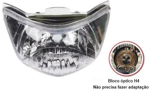 BLOCO OPTICO S/ LAMPADA C/ SOQUETE FAROL BIZ 125 06-10 ADAPTACAO LAMPADA H4