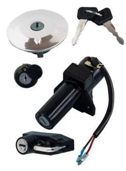 CHAVE IGNICAO KIT C/ TRAVA CAPACETE TAMPA LATERAL TAMPA TQ FACTOR125 08-13