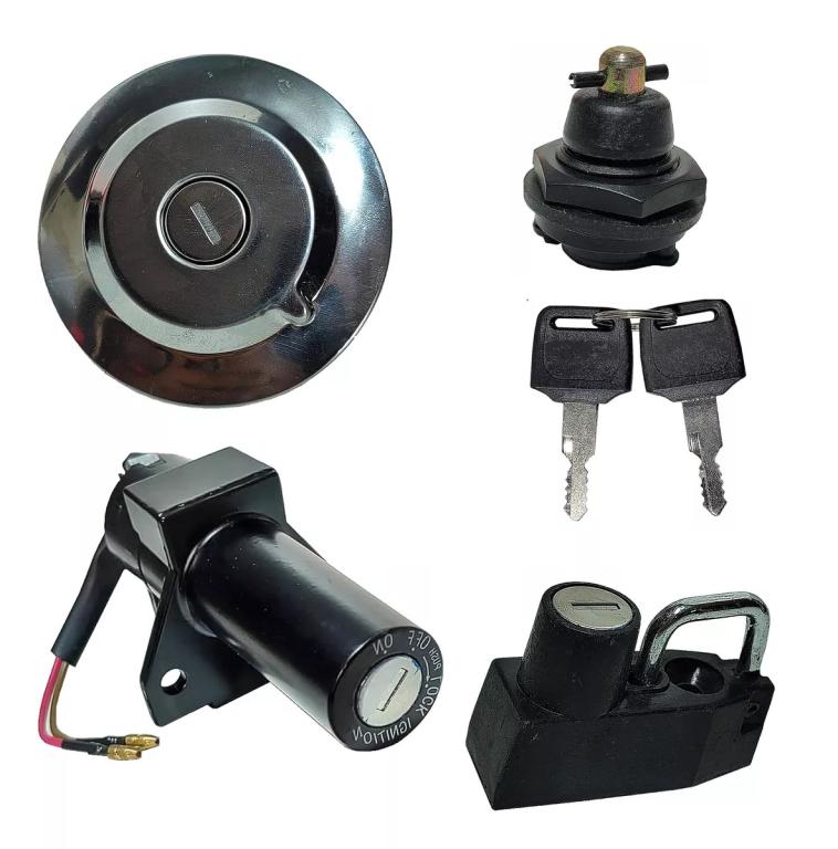 CHAVE IGNICAO KIT C/ TRAVA TAMPA LATERAL TAMPA TQ FACTOR125 14-15/17-23/FACTOR150 E 16-18/ED 16-17/UBS 16-23/FAZER150 ED