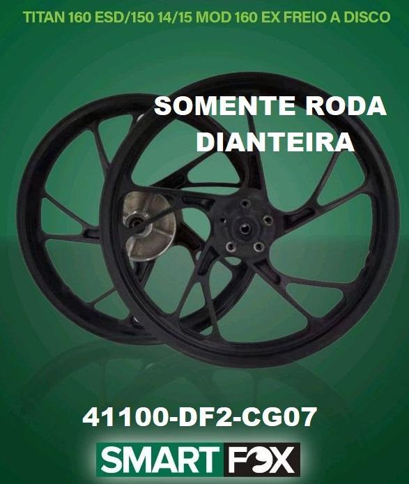 RODA ALUMINIO PRETA 5 PALITOS TITAN150 14-15/TITAN160 ESD DIANT C/ ROLAMENTO PE GALINHA