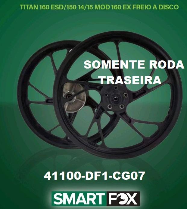 RODA ALUMINIO PRETA 5 PALITOS TITAN150 14-15/TITAN160 TRAS C/ ROLAMENTO PE GALINHA