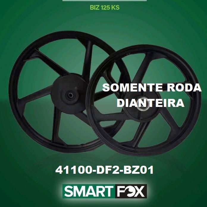 RODA ALUMINIO PRETA 6 PALITOS BIZ125 KS 06-13/ES 06-15/BIZ100 KS/ES 13-15/BIZ110I 16-24 DIANT C/ ROLAMENTO