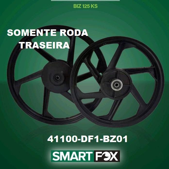 RODA ALUMINIO PRETA 6 PALITOS BIZ125 KS 06-13/ES 06-15/BIZ100 KS/ES 13-15/BIZ110I 16-24 TRAS C/ ROLAMENTO