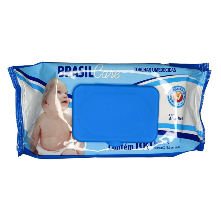 BRASIL CARE TOALHA UMEDECIDA BEBE COM TAMPA C/100 UNIDADES