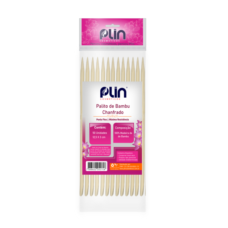 PLIN PALITO DE UNHA DE BAMBU 12,5 CM X 3 MM PONTA-CHANFRO PCT C/ 50 UNIDADES