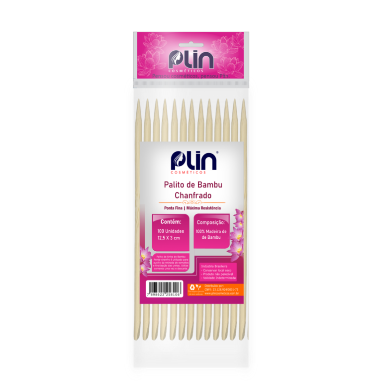 PLIN PALITO DE UNHA DE BAMBU 12,5 CM X 3 MM PONTA-CHANFRO PCT C/ 100 UNIDADES