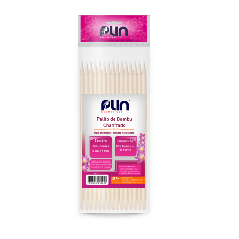 PLIN PALITO DE UNHA DE BAMBU 14CM X 5MM CHANFRADO  PCT - C/ 100 UNIDADES