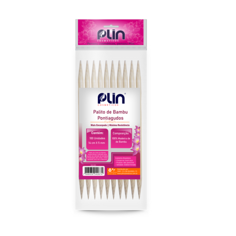 PLIN PALITO DE UNHA DE BAMBU 14CM X 5MM - PONTIAGUDO PCT - C/ 100 UNIDADES