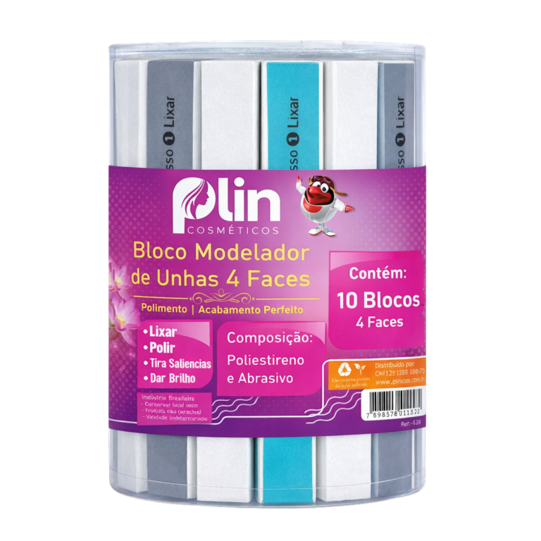 PLIN POTE C/ 10 BLOCOS POLIDORES 4 FACES COLORIDOS