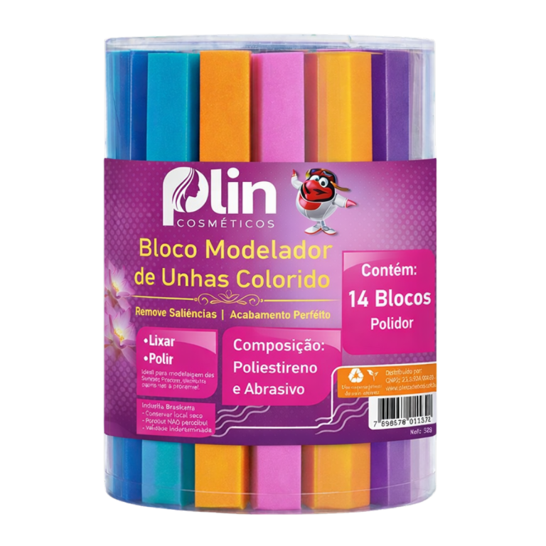 PLIN POTE C/ 14 BLOCOS POLIDORES DE UNHAS COLORIDOS