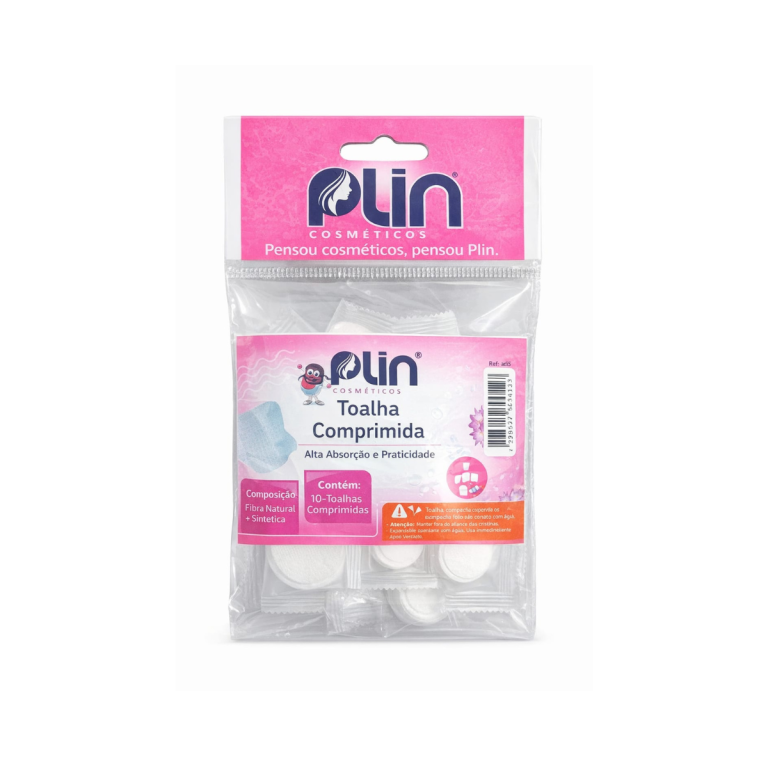 PLIN TOALHA BRANCA COMPRIMIDO 20X23CM - PCT C/ 10 UNIDADES