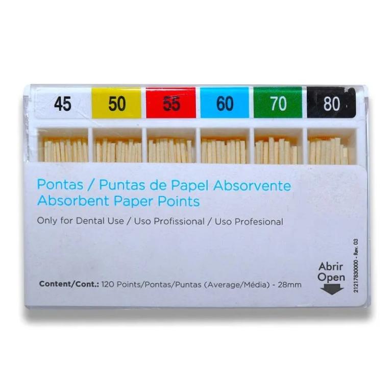 Ponta de Papel Absorvente Maillefer 2º Série 45-80 28mm - Dentsply Sirona