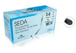 Fio de Sutura Agulhado Seda 3-0 1-2circ - Technofio