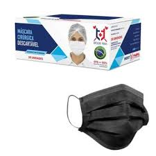 Máscara Tripla Descartável c/ Elástico Preta - Bestfabril