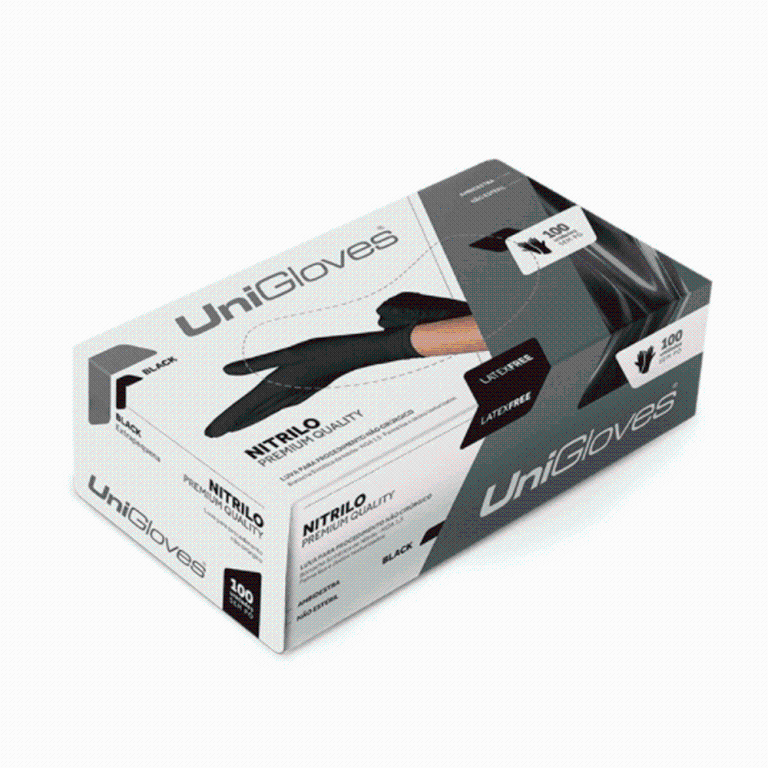 Luva Nitrilica Preta S/Pó Premium Quality Tamanho P - UNIGLOVES
