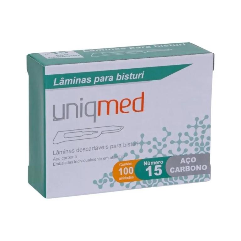 Lâmina de Bisturi aço carbono 15 - Uniqmed