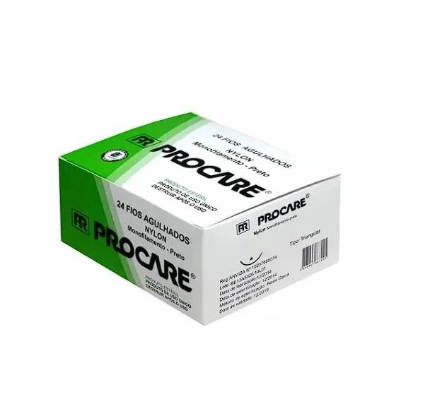 Fio de Sutura de Nylon Preto 3-0 3/8cm - Procare