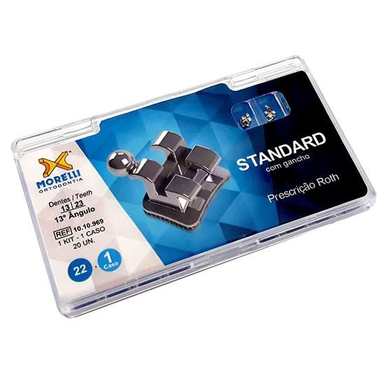 Kit de Bráquetes 01 caso Roth Standard 022 Can. 13° Ang. Gancho Can./Prés - MorelliEmbalagem com 20 unid. Ref: 10.10.969