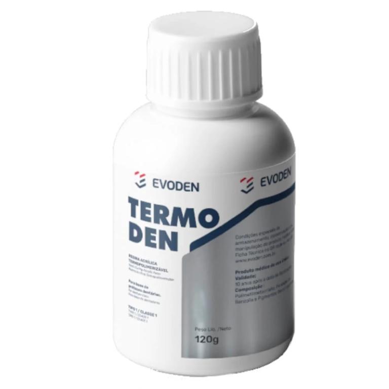 Resina Acrilica Termopolimerizavel Termoden Rosa Medio com Veias em pó 120 gramas - Evoden