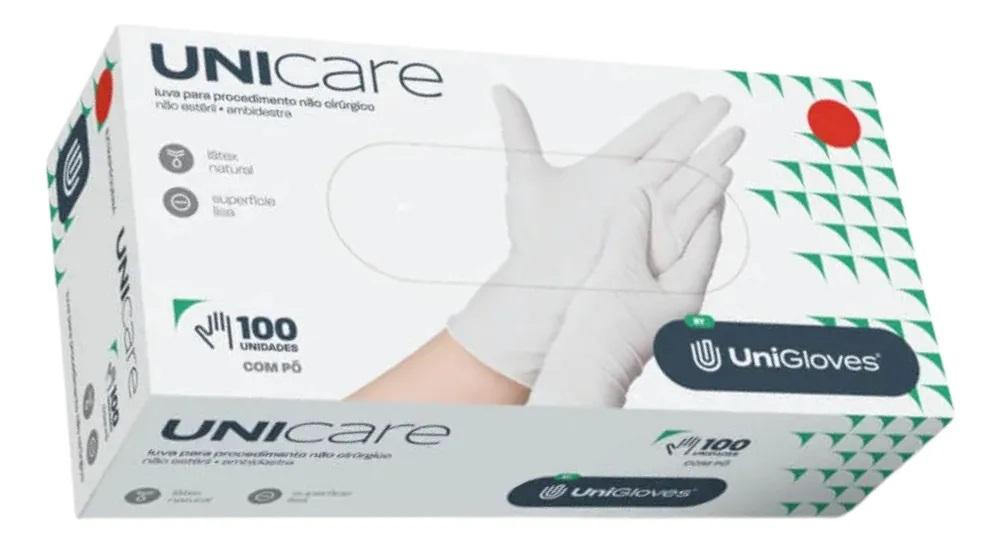 Luva de Procedimentos Com/Pó Unicare Tamanho M - Unigloves