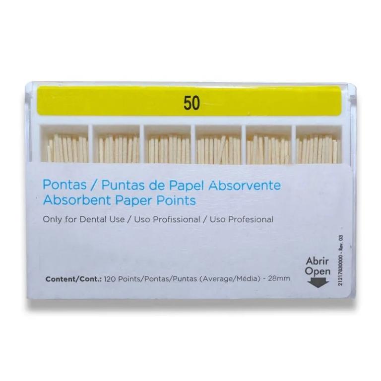Ponta de Papel Absorvente Maillefer 28mm 50 - Dentsply