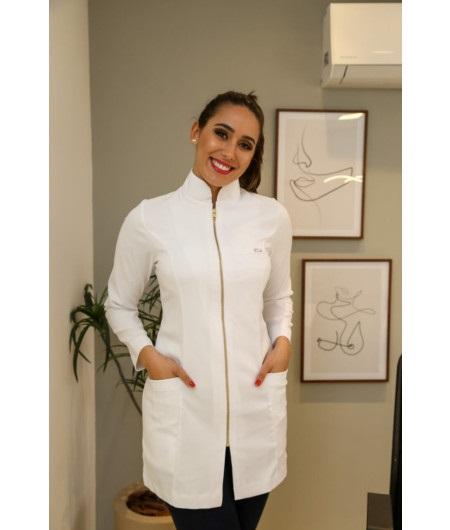 Jaleco Gola Padre Branco com Ziper Tamanho PP - BIA