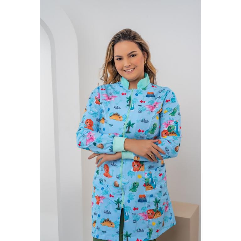 Jaleco Estampado com Ziper Gola de Padre Tema Odontologia Tamanho P - EMILIA