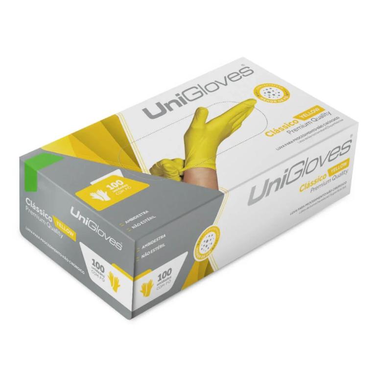 Luva Látex Classico Yellow C/Pó Tamanho M - Unigloves