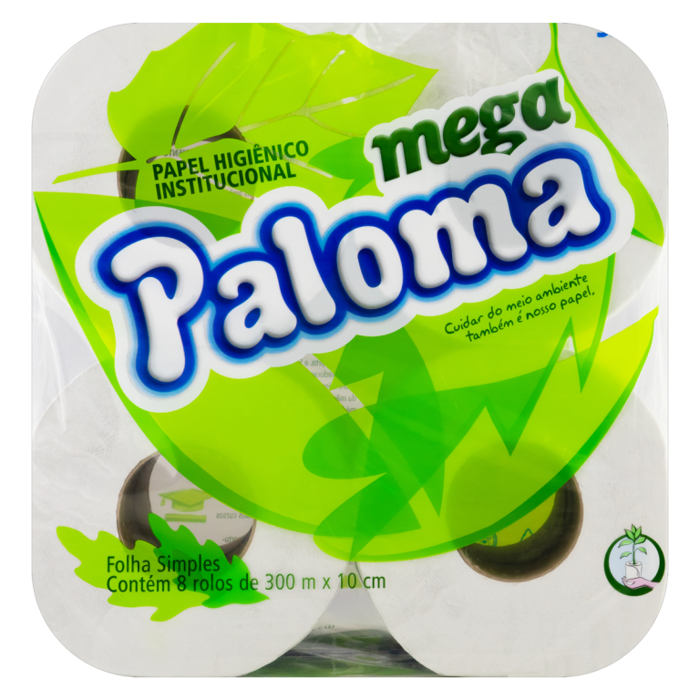 PAPEL HIGIÊNICO FOLHA SIMPLES PALOMA MEGA 300M PACOTE 8