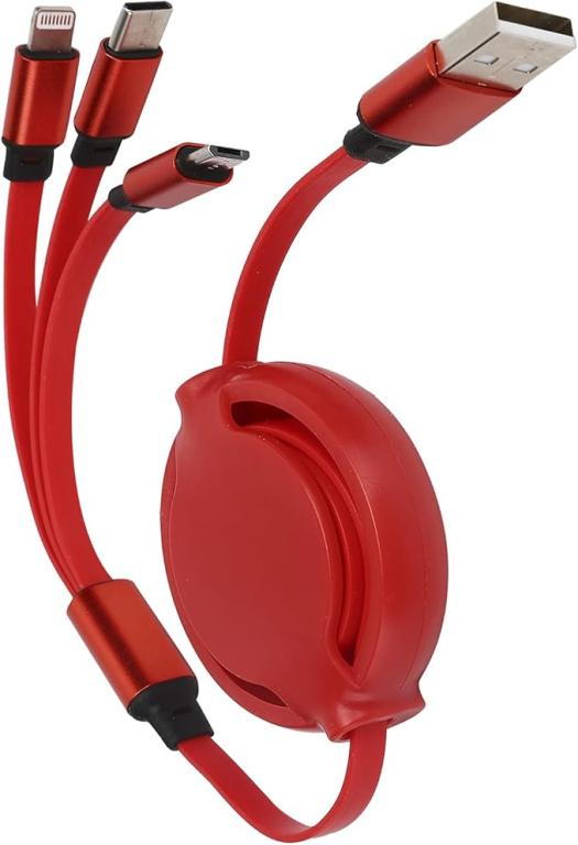 Carregador USB retrátil 3 em 1 cabo tipo C/micro USB - Acogedor