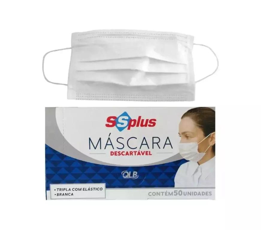 Máscara Descartável Tripla Branca - SsPlus