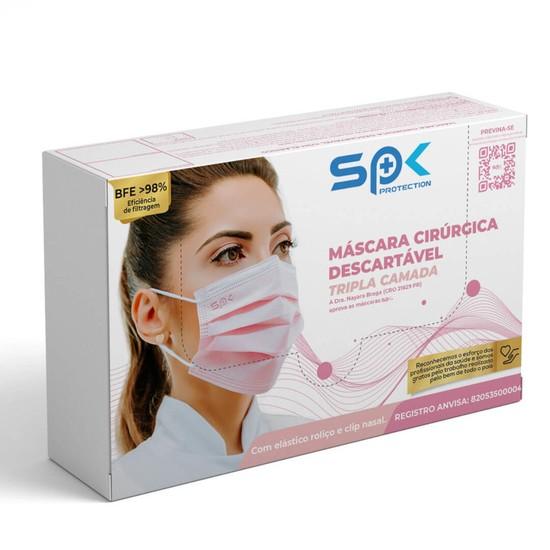 Máscara Descartável Tripla com Clipe Nasal Rosa Claro - SP Protection