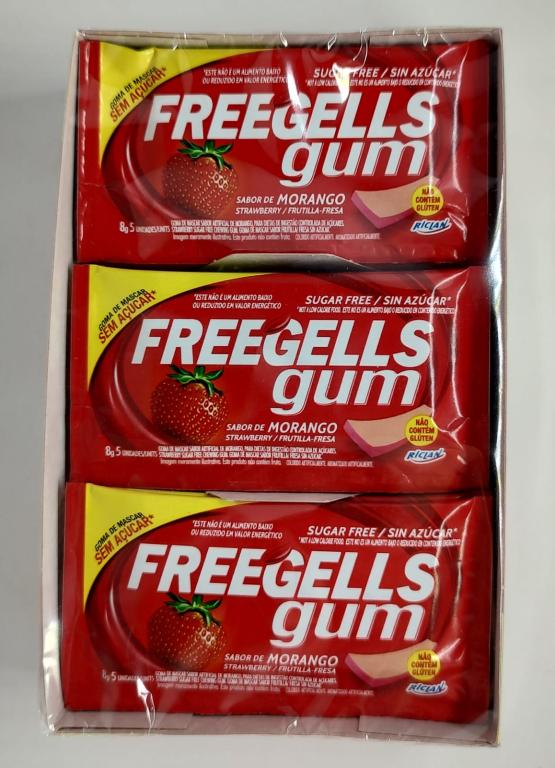 CHICLETE GUM MORANGO C/15 FREEGELLS