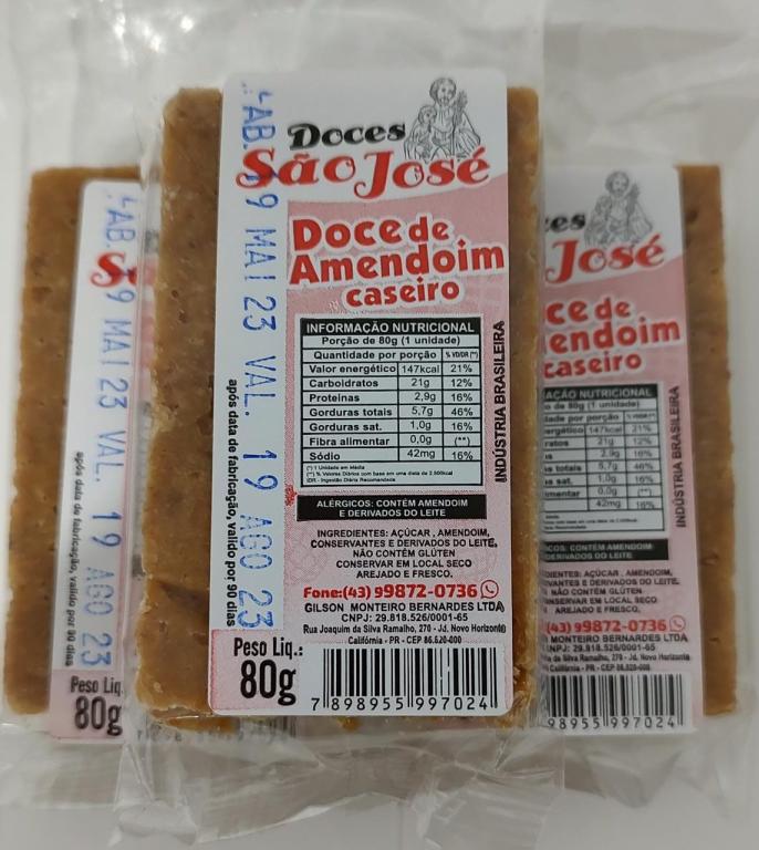 PAÇOCA DE AMENDOIM 80g SAO JOSE CX 100 UNID