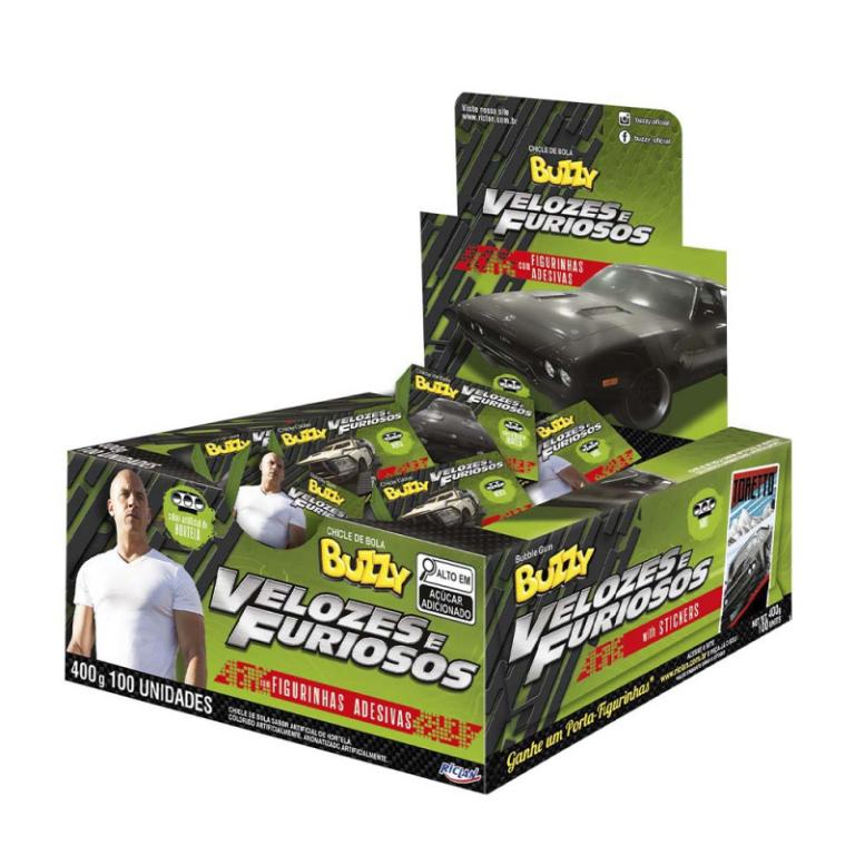 CHICLE BUZZY VELOZES E FURIOSOS HORTELA 360g