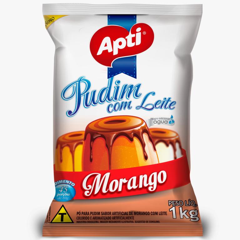 PUDIM COM LEITE MORANGO APTI 6 X 1KG PACOTE