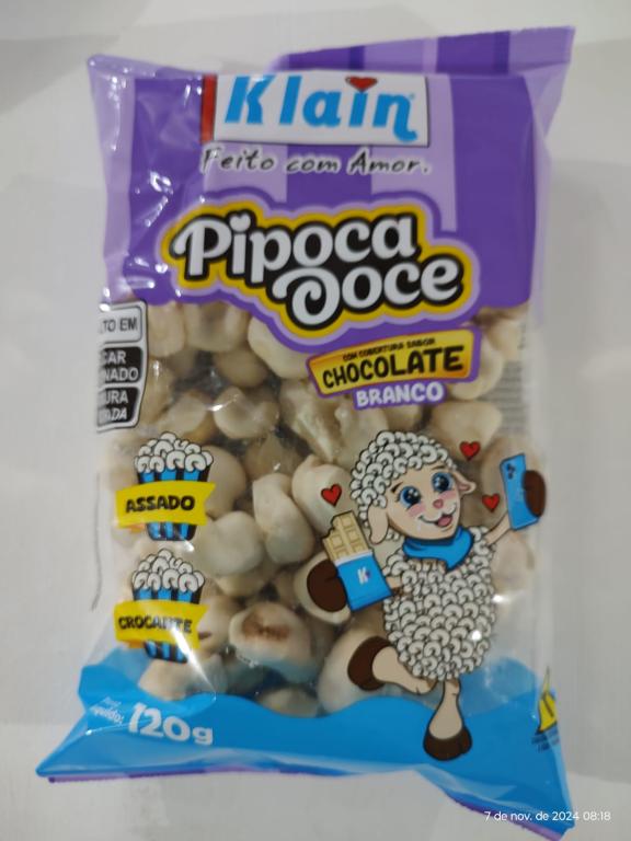 PIPOCA DOCE C/ CHOC. BRANCO 120g - CX 15 Unidades