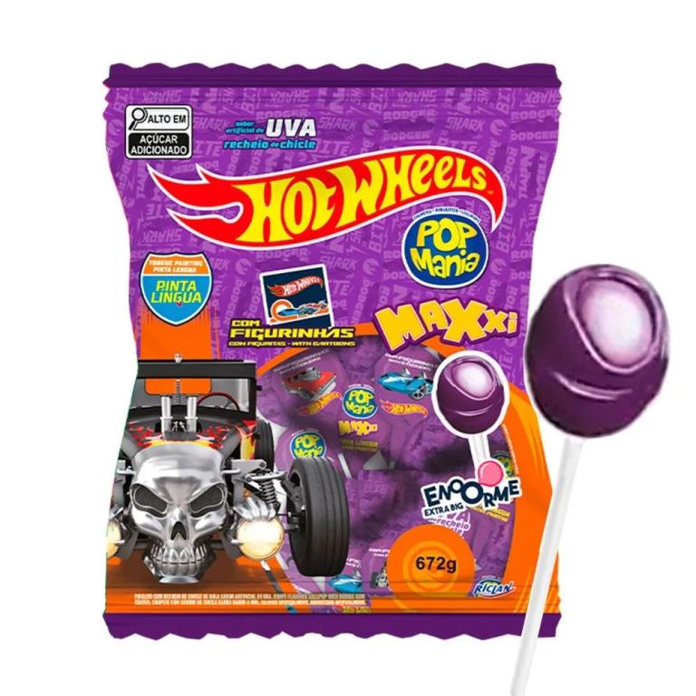 PIRULITO POP MANIA MAXXI HOT WHEELS UVA  C/ 24 X 28 GRS