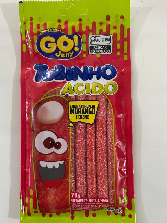 BALA TUBINHO GO JELLY MORANGO ACIDO 12X70G