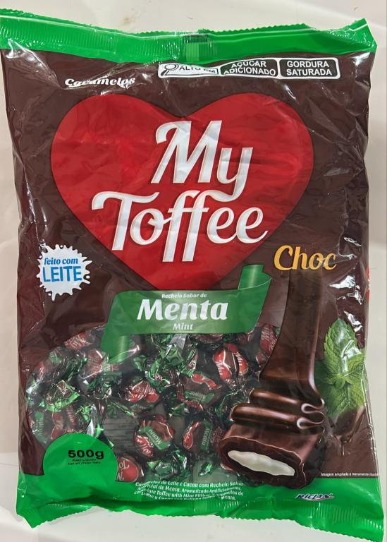 BALA MY TOFFEE CHOCOLATE COM RECHEIO MENTA 14X500G