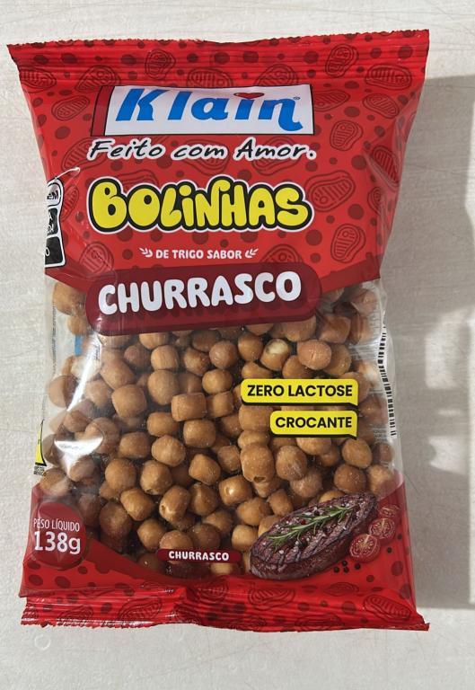 SALGADINHO DE BOLINHAS SABOR CHURRASCO 138g KLAIN CX 15 Un