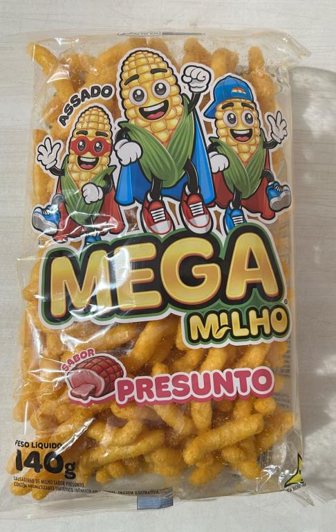 Salgadinho MEGA MILHO Sabor Presunto 140g FRD 10 UND KLAIN