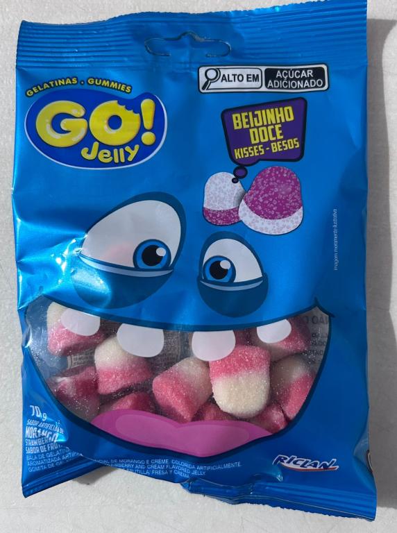 BALA GELATINA GO JELLY BEIJINHO DOCE MORANGO 12X70G
