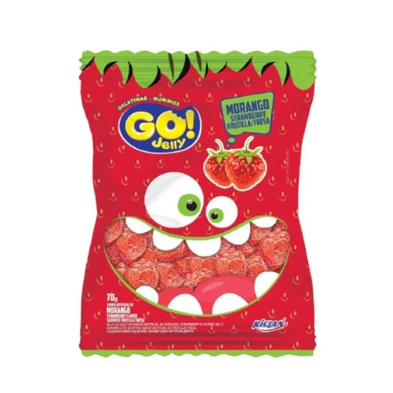 BALA GELATINA GO JELLY MORANGO 12X70G