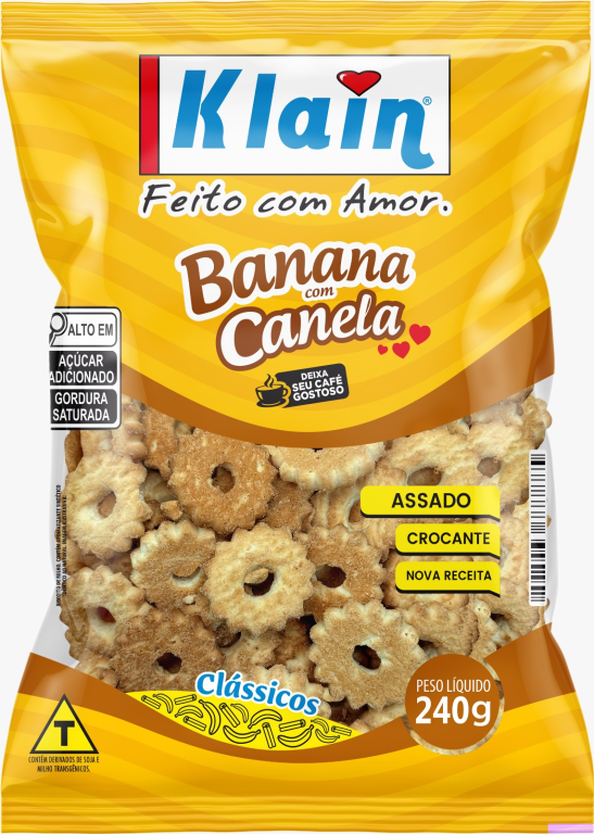 Biscoito de Banana com Canela 240g Klain  - Cx 15 Und