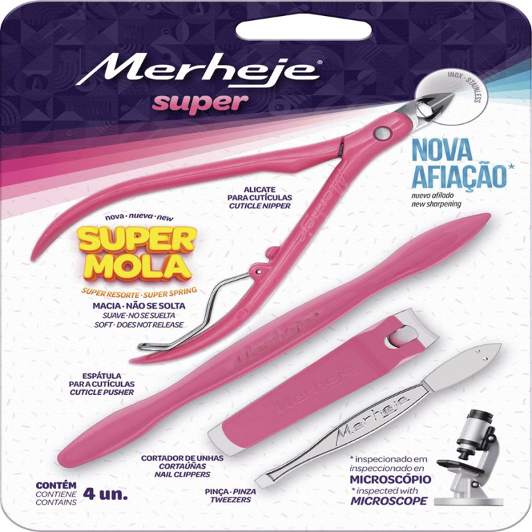KIT MERHEJE BASIC ALICATE CUTICULA+ESPATULA+PINÇA+CORTADOR